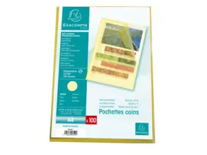 POCHETTE COIN EXACOMPTA A4 PP GRAINE 12/100EME 120 MICRONS COLORIS JAUNE PAQUET 100 UNITES