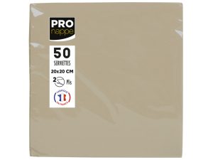 SERVIETTE EXACOMPTA MICRO-GAUFFRE OUATE 2 PLIS 38X38CM COLORIS FICELLE PAQUET 40 UNITES