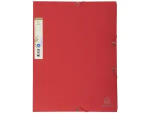 CHEMISE 3 RABATS EXACOMPTA FOREVER A4 CARTE RECYCLEE 380GR FERMETURE ELASTIQUE COLORIS ROUGE