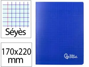 CAHIER PIQURE LIDERPAPEL COUVERTURE PP 170X220MM 96P   SEYES COLORIS BLEU