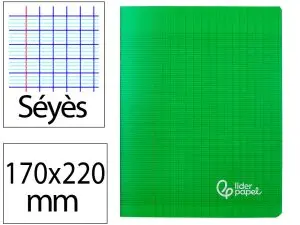 CAHIER PIQURE LIDERPAPEL COUVERTURE PP 170X220MM 96P   SEYES COLORIS VERT
