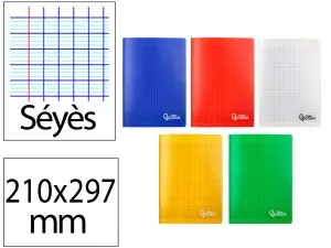 CAHIER PIQURE LIDERPAPEL COUVERTURE PP 210X297MM 96P   SEYES COLORIS ASSORTIS LOT 10 UNITES