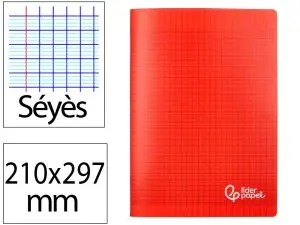 CAHIER PIQURE LIDERPAPEL COUVERTURE PP 210X297MM 96P SEYES COLORIS ROUGE