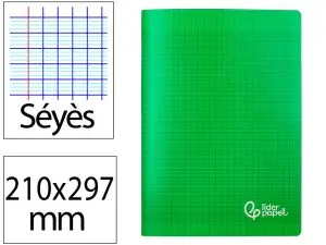CAHIER PIQURE LIDERPAPEL COUVERTURE PP 210X297MM 96P   SEYES COLORIS VERT