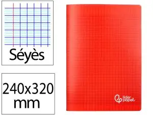 CAHIER PIQURE LIDERPAPEL COUVERTURE PP 240X320MM 48P   SEYES COLORIS ROUGE