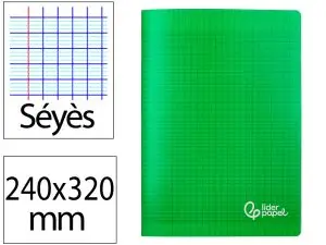 CAHIER PIQURE LIDERPAPEL COUVERTURE PP 240X320MM 48P   SEYES COLORIS VERT