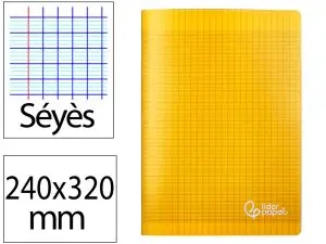 CAHIER PIQURE LIDERPAPEL COUVERTURE PP 240X320MM 96P   SEYES COLORIS JAUNE