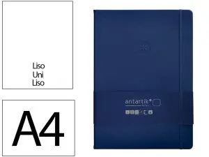 CARNET FERMETURE ELASTIQUE ANTARTIK NOTES COUVERTURE RIGIDE A4 PAPIER UNI IVOIRE 100 FEUILLES 80GR FSC BLEU MARINE