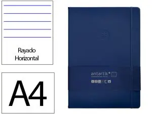 CARNET FERMETURE ELASTIQUE ANTARTIK NOTES COUVERTURE     RIGIDE A4 LIGNE 100 FEUILLES  80GR FSC COLORIS BLEU MARINE