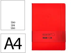 CARNET FERMETURE ELASTIQUE ANTARTIK NOTES COUVERTURE RIGIDE A4 PAPIER UNI IVOIRE 100 FEUILLES 80GR FSC COLORIS ROUGE