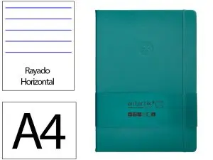 CARNET FERMETURE ELASTIQUE ANTARTIK NOTES COUVERTURE     RIGIDE A4 LIGNE 100 FEUILLES  80GR FSC COLORIS VERT PAON