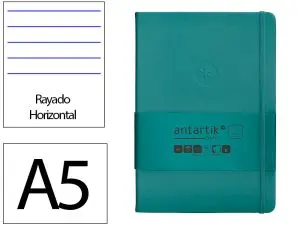 CARNET FERMETURE ELASTIQUE ANTARTIK NOTES COUVERTURE     RIGIDE A5 LIGNE 100 FEUILLES  80GR FSC COLORIS VERT PAON