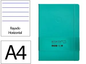 CARNET FERMETURE ELASTIQUE ANTARTIK NOTES COUVERTURE RIGIDE A4 LIGNE 100 FEUILLES 80GR FSC COLORIS TURQUOISE