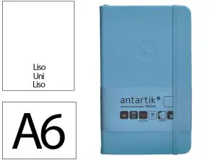 CARNET FERMETURE ELASTIQUE ANTARTIK NOTES COUVERTURE RIGIDE A6 PAPIER UNI IVOIRE 100 FEUILLES 80GR FSC BLEU CIEL