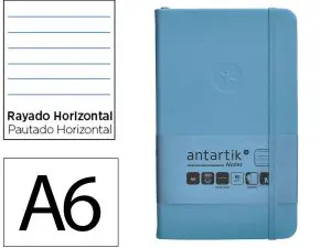 CARNET FERMETURE ELASTIQUE ANTARTIK NOTES COUVERTURE RIGIDE A6 LIGNE 100 FEUILLES 80GR FSC COLORIS BLEU CIEL