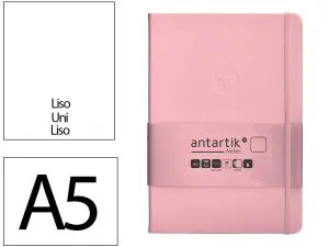 CARNET FERMETURE ELASTIQUE ANTARTIK NOTES COUVERTURE RIGIDE A5 PAPIER UNI IVOIRE 100 FEUILLES 80GR FSC ROSE PASTEL