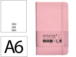 CARNET FERMETURE ELASTIQUE ANTARTIK NOTES COUVERTURE RIGIDE A6 PAPIER UNI IVOIRE 100 FEUILLES 80GR FSC ROSE PASTEL