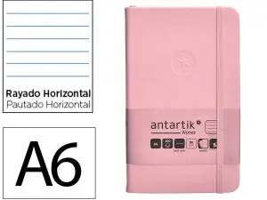 CARNET FERMETURE ELASTIQUE ANTARTIK NOTES COUVERTURE     RIGIDE A6 LIGNE 100 FEUILLES  80GR FSC COLORIS ROSE PASTEL