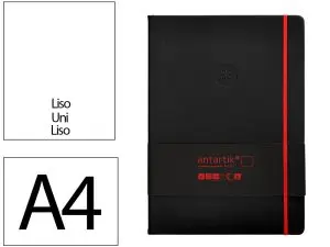 CARNET FERMETURE ELASTIQUE ROUGE ANTARTIK NOTES COUVERTURE RIGIDE A4 PAPIER UNI IVOIRE 100 FEUILLES 80GR FSC NOIR