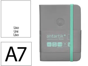 CARNET FERMETURE ELASTIQUE TURQUOISE ANTARTIK NOTES COUVERTURE RIGIDE A7 PAPIER UNI IVOIRE 80 FEUILLES 80GR FSC GRIS