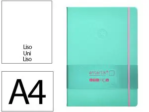 CARNET FERMETURE ELASTIQUE ROSE ANTARTIK NOTES COUVERTURE RIGIDE A4 PAPIER UNI IVOIRE 100 FEUILLES 80GR FSC TURQUOISE