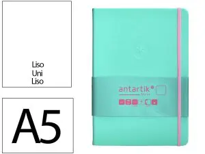 CARNET FERMETURE ELASTIQUE ROSE ANTARTIK NOTES COUVERTURE RIGIDE A5 PAPIER UNI IVOIRE 100 FEUILLES 80GR FSC TURQUOISE