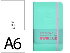 CARNET FERMETURE ELASTIQUE ROSE ANTARTIK NOTES COUVERTURE RIGIDE A6 PAPIER UNI IVOIRE 100 FEUILLES 80GR FSC TURQUOISE