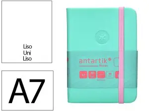 CARNET FERMETURE ELASTIQUE ROSE ANTARTIK NOTES COUVERTURE RIGIDE A7 PAPIER UNI IVOIRE 80 FEUILLES 80GR FSC TURQUOISE