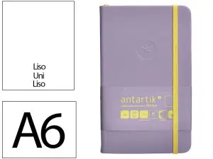 CARNET FERMETURE ELASTIQUE JAUNE ANTARTIK NOTES COUVERTURE RIGIDE A6 PAPIER UNI IVOIRE 100 FEUILLES 80GR FSC LILAS