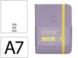 CARNET FERMETURE ELASTIQUE JAUNE ANTARTIK NOTES COUVERTURE RIGIDE A7 PAPIER UNI IVOIRE 80 FEUILLES 80GR FSC LILAS