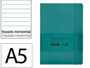 CARNET FERMETURE ELASTIQUE ANTARTIK NOTES COUVERTURE     SOUPLE A5 LIGNE 100 FEUILLES  80GR FSC COLORIS VERT PAON