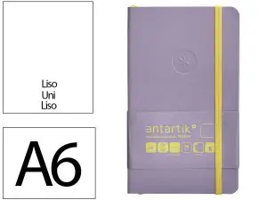 CARNET FERMETURE ELASTIQUE JAUNE ANTARTIK NOTES COUVERTURE SOUPLE A6 PAPIER UNI IVOIRE 100 FEUILLES 80GR FSC LILAS
