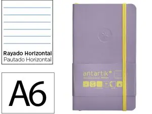 CARNET FERMETURE ELASTIQUE JAUNE ANTARTIK NOTES COUVERTURE SOUPLE A6 LIGNE 100 FEUILLES 80GR FSC COLORIS LILAS