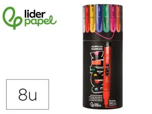 MARQUEUR LIDERPAPEL ACRYLIQUE BASE EAU TOUS SUPPORT POINTE  RONDE 3MM COLORIS ASSORTIS    BOITE 8 UNITES