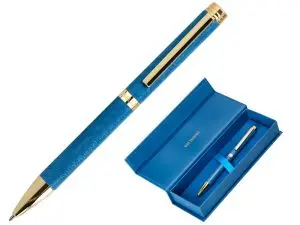 STYLO-BILLE BELIUS WILD WEST ALUMINIUM ENCRE BLEUE COLORIS BLEU MARINE DORE BOITE DESIGN