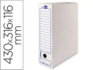 BOITE A ARCHIVES LIDERPAPEL CARTON RECYCLE 325G/M2 DOS 106MM 430X116X316MM COLORIS BLANC