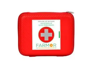 TROUSSE DE SECOURS FARMOR UNIVERSELLE 10/20 PERSONNES   MULTI-POCHES DE RANGEMENT     COLORIS ROUGE