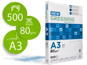PAPIER GREENING A3 80G BLANC RAMETTE 500 FEUILLES