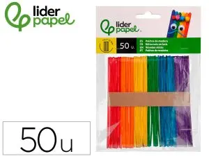 BATONNETS LIDERPAPEL BOIS DIM. 11,4X1CM COLORIS         ASSORTIS SACHET 50 UNITES