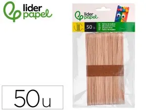 BATONNETS LIDERPAPEL BOIS DIM. 15X1,8CM COLORIS NATUREL SACHET 50 UNITES
