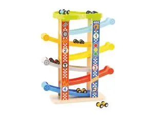 JEU ENFANT IMAGINOVO TOUR A TOBOGGAN BOIS 7 NIVEAUX 6     VOITURES INCLUS +18 MOIS      38X32X14 CM