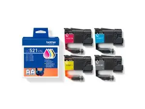 CARTOUCHE BROTHER JET D'ENCRE LC521VAL PACK 4 ENCRES        NOIR/CYAN/MAGENTA/JAUNE
