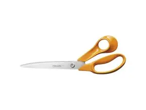 CISEAUX FISKARS CLASSIC PROFESSIONNELS LAMES ACIER INOXYDABLE 21CM DROITIER ANNEAUX COLORIS ORANGE