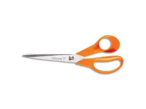 CISEAUX FISKARS CLASSIC UNIVERSELS LAMES ACIER INOXYDABLE 21CM DROITIER ANNEAUX COLORIS ORANGE
