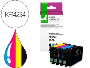 CARTOUCHE Q-CONNECT JET D'ENCRE COMPATIBLE EPSON 35XL COULEUR                       NOIR/CYAN/MAGENTA/JAUNE PACK