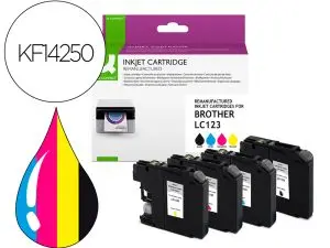 CARTOUCHE Q-CONNECT JET D'ENCRE COMPATIBLE BROTHER    LC123 COULEUR                 NOIR/CYAN/MAGENTA/JAUNE PACK