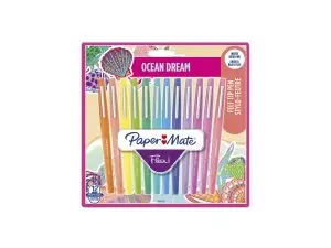 STYLO-FEUTRE PAPER MATE FLAIR ORIGINAL OCEAN DREAM POINTE   MOYENNE 0,7MM COLORIS         ASSORTIS BLISTER 12 UNITES