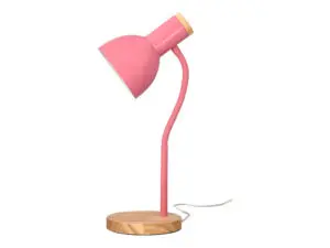 LAMPE BUREAU Q-CONNECT ORION METAL DETAILS BOIS BRAS       FLEXIBLE COLORIS ROSE