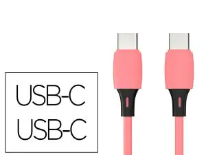 CABLE Q-CONNECT USB-C VERS USB-C PVC LONGUEUR 1M COLORIS ROSE