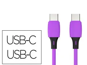 CABLE Q-CONNECT USB-C VERS USB-C PVC LONGUEUR 2M COLORIS VIOLET
